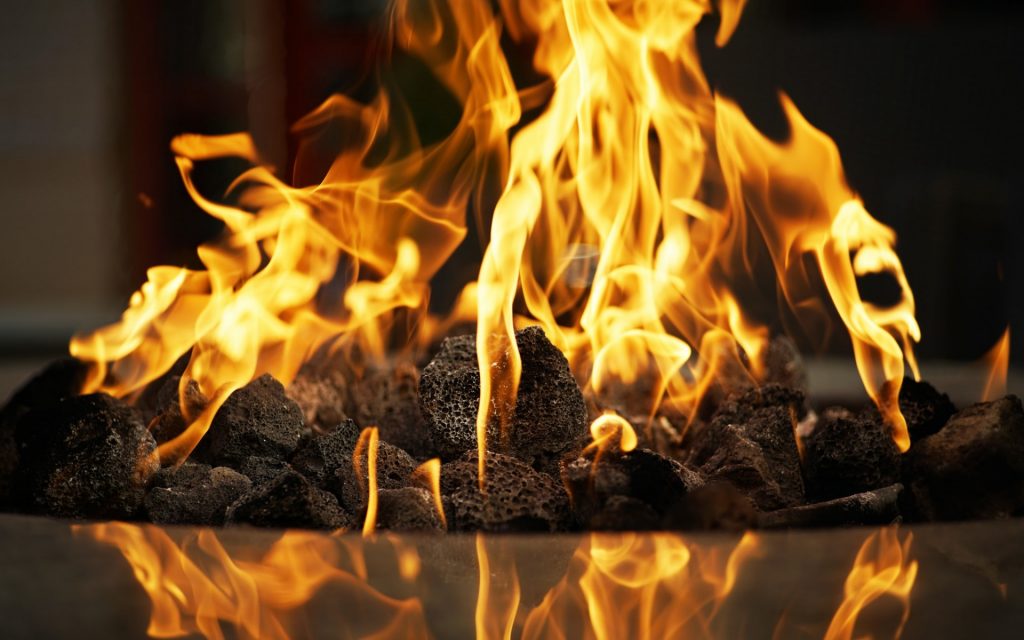 A cake that is on fire